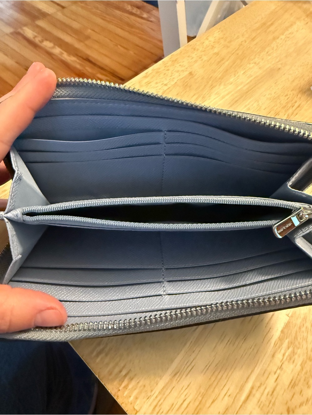 COACH Leather Flap Crossbody Bag in Lavender Blue with Matching Wallet - Picture 8 of 9